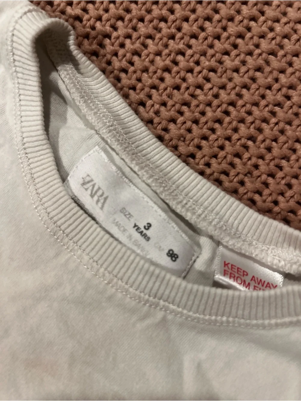 Zara Girls Pink Bow Graphic Pocket T-Shirt White Size 3 Years 98